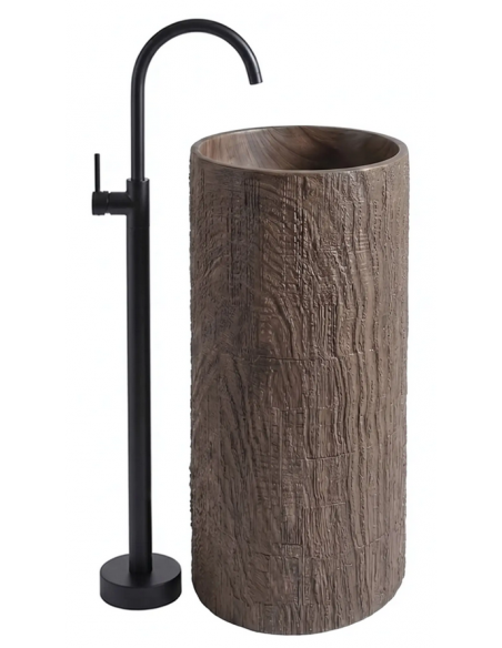 rund håndvask vask gulvmonteret gulv badeværelse sten