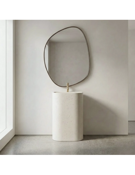 oval håndvask vask gulvmonteret gulv badeværelse sten