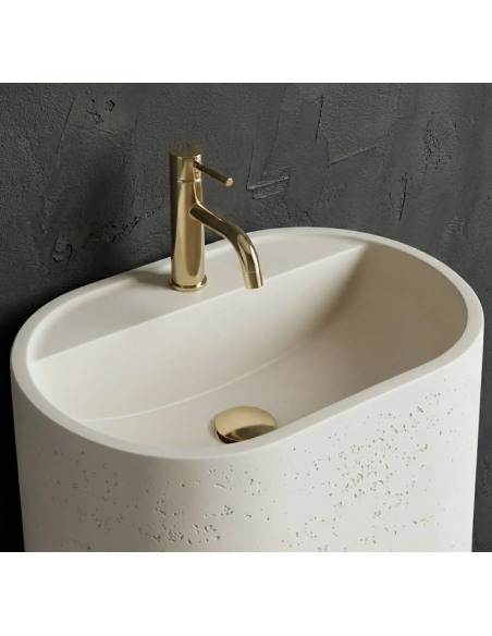 oval håndvask vask gulvmonteret gulv badeværelse sten