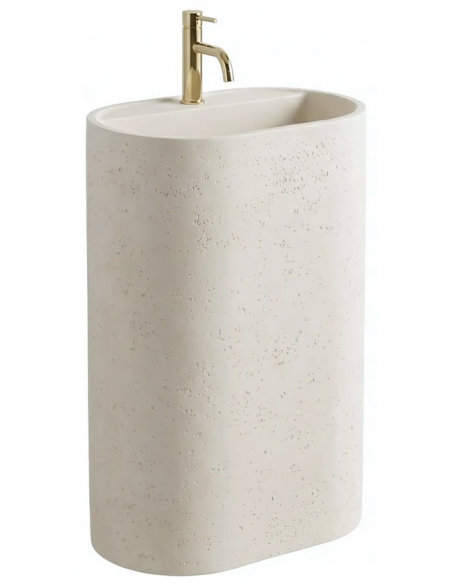 oval håndvask vask gulvmonteret gulv badeværelse sten