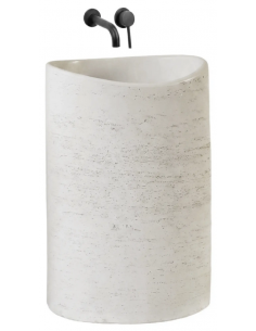 oval håndvask vask gulvmonteret gulv badeværelse sten 2