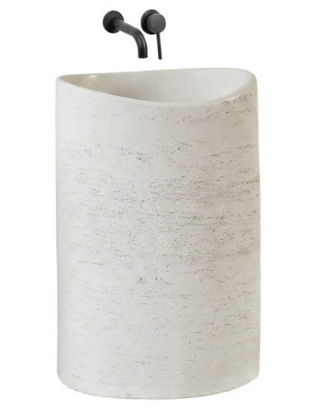 oval håndvask vask gulvmonteret gulv badeværelse sten