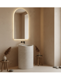 oval håndvask vask gulvmonteret gulv badeværelse sten