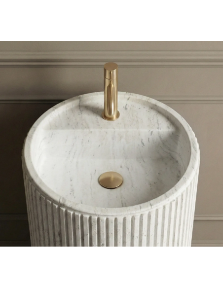 rund håndvask vask gulvmonteret gulv badeværelse sten