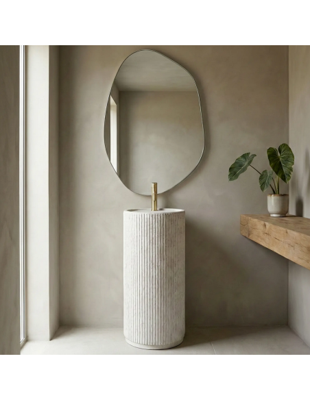 rund håndvask vask gulvmonteret gulv badeværelse sten