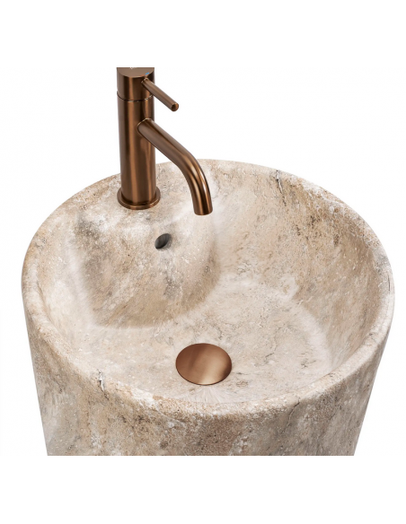 rund håndvask vask gulvmonteret gulv badeværelse keramik marmor