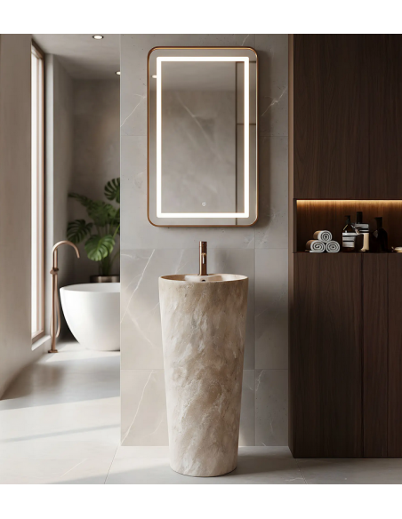 rund håndvask vask gulvmonteret gulv badeværelse keramik marmor