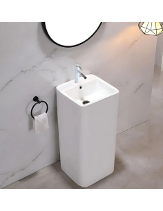 firkantet håndvask vask gulvmonteret gulv badeværelse keramik hvid porcelæn 2