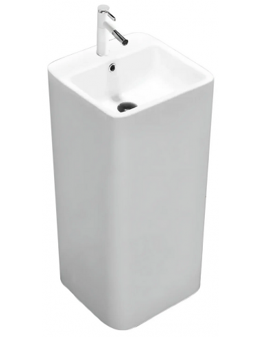 firkantet håndvask vask gulvmonteret gulv badeværelse keramik hvid porcelæn