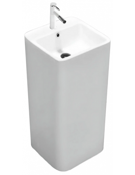 firkantet håndvask vask gulvmonteret gulv badeværelse keramik hvid porcelæn