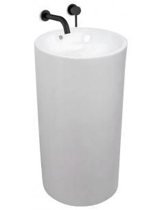 rund håndvask vask gulvmonteret gulv badeværelse keramik hvid porcelæn