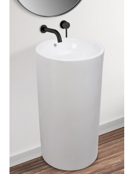 rund håndvask vask gulvmonteret gulv badeværelse keramik hvid porcelæn