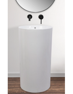 rund håndvask vask gulvmonteret gulv badeværelse keramik hvid porcelæn 2