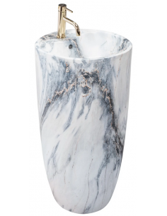 rund håndvask vask gulvmonteret gulv badeværelse keramik hvid porcelæn marmor