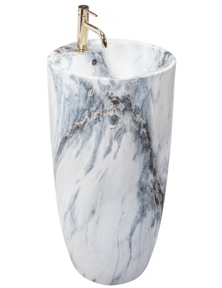 rund håndvask vask gulvmonteret gulv badeværelse keramik hvid porcelæn marmor