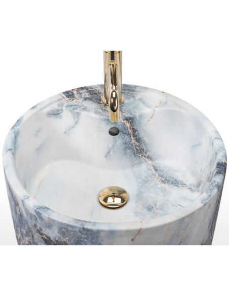 rund håndvask vask gulvmonteret gulv badeværelse keramik hvid porcelæn marmor