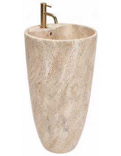 rund håndvask vask gulvmonteret gulv badeværelse keramik marmor travertin sten 2