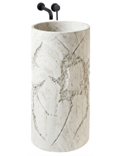 rund håndvask vask gulvmonteret gulv badeværelse sten 2