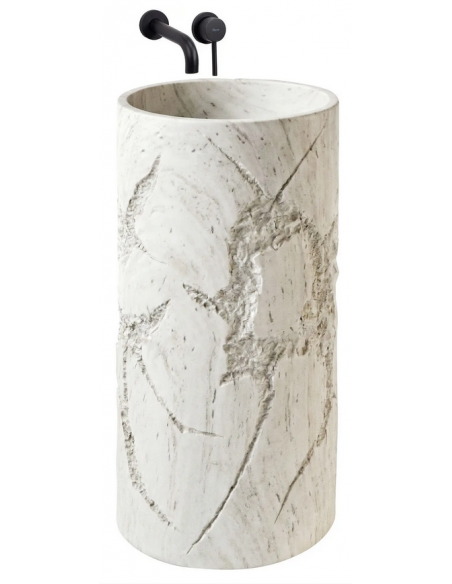 rund håndvask vask gulvmonteret gulv badeværelse sten