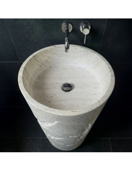 rund håndvask vask gulvmonteret gulv badeværelse sten