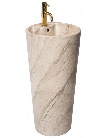 rund håndvask vask gulvmonteret gulv badeværelse keramik marmor