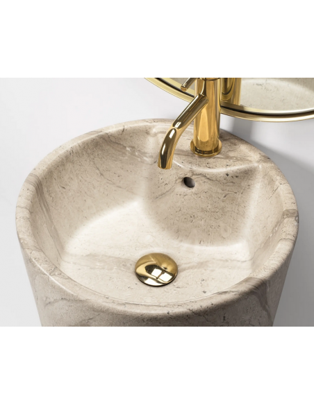 rund håndvask vask gulvmonteret gulv badeværelse keramik marmor