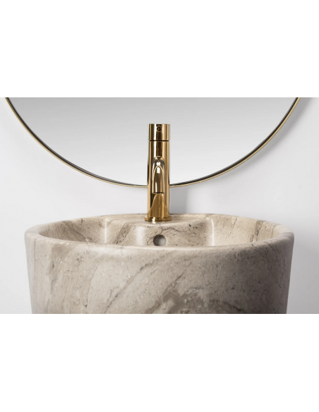 rund håndvask vask gulvmonteret gulv badeværelse keramik marmor