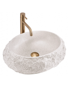 håndvask vask bordmonteret bordplade keramik badeværelse sten beige 2