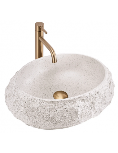 håndvask vask bordmonteret bordplade keramik badeværelse sten beige