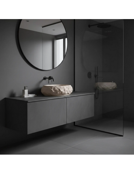 håndvask vask bordmonteret bordplade keramik badeværelse sten beige