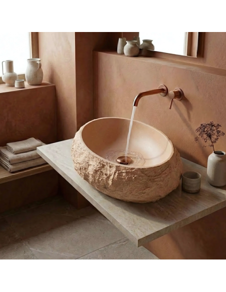 håndvask vask bordmonteret bordplade keramik badeværelse sten