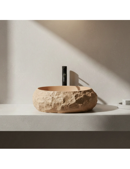håndvask vask bordmonteret bordplade keramik badeværelse sten