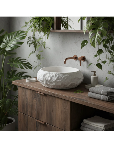 håndvask vask bordmonteret bordplade keramik badeværelse sten