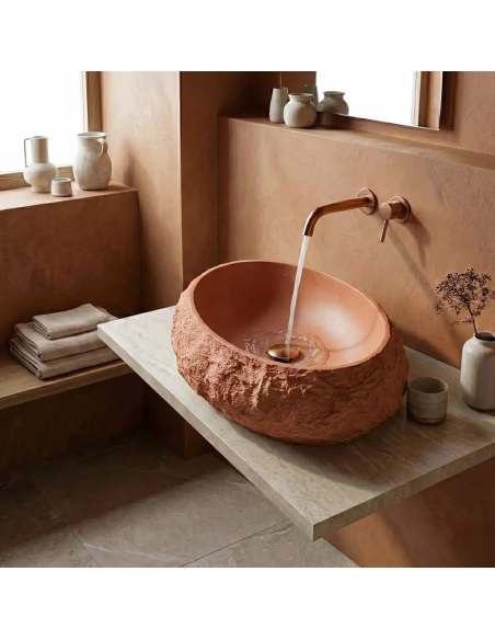 håndvask vask bordmonteret bordplade keramik badeværelse sten