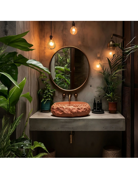 håndvask vask bordmonteret bordplade keramik badeværelse sten