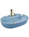 Bordmonteret oval håndvask i keramik 61 x 41 cm - Blank blå