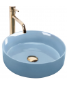 Bordmonteret rund håndvask i keramik Ø36 cm - Blank blå