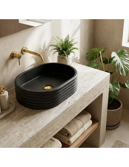 håndvask vask bordmonteret bordplade keramik badeværelse sten