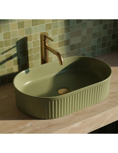 oval håndvask vask bordmonteret bordplade keramik badeværelse