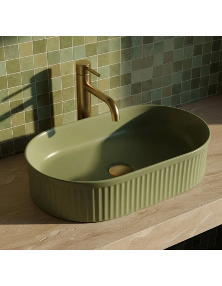 oval håndvask vask bordmonteret bordplade keramik badeværelse