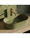 Bordmonteret oval håndvask i keramik 49 x 31 cm - Mat pistaciegrøn