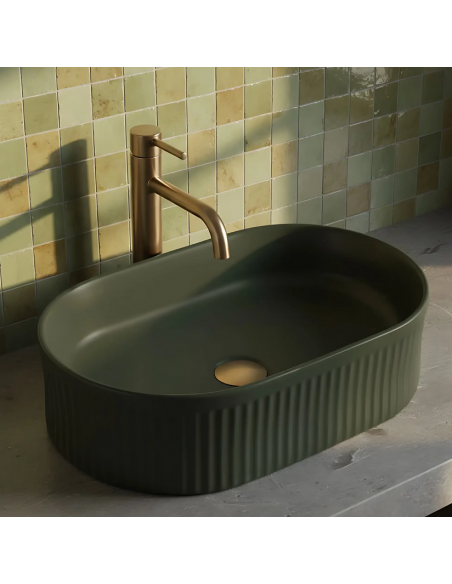oval håndvask vask bordmonteret bordplade keramik badeværelse