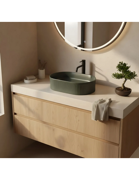 oval håndvask vask bordmonteret bordplade keramik badeværelse