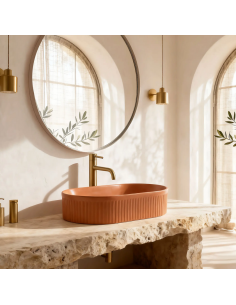 oval håndvask vask bordmonteret bordplade keramik badeværelse