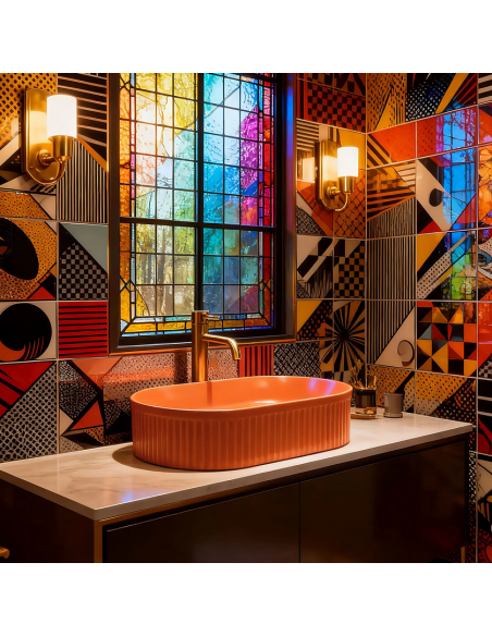 oval håndvask vask bordmonteret bordplade keramik badeværelse