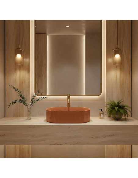 oval håndvask vask bordmonteret bordplade keramik badeværelse