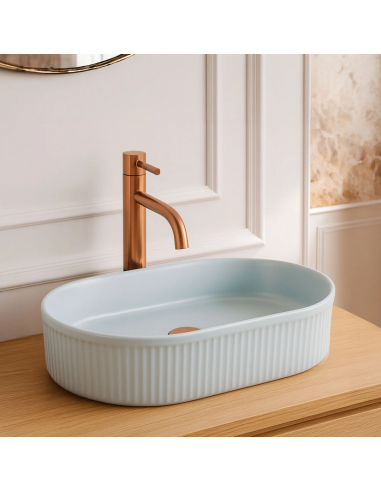oval håndvask vask bordmonteret bordplade keramik badeværelse
