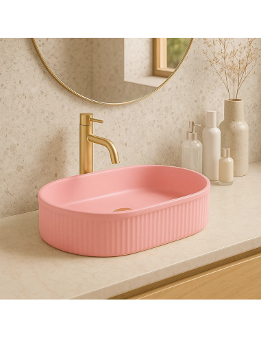 oval håndvask vask bordmonteret bordplade keramik badeværelse