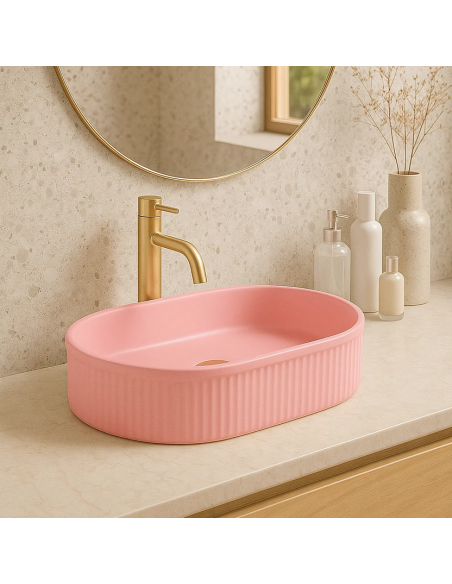 oval håndvask vask bordmonteret bordplade keramik badeværelse