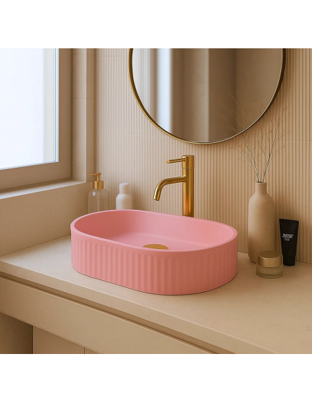 oval håndvask vask bordmonteret bordplade keramik badeværelse